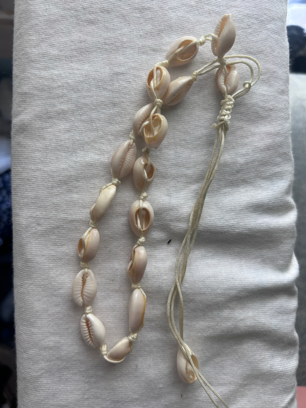 Handmade Shell Cowrie Necklace in Natural Cream